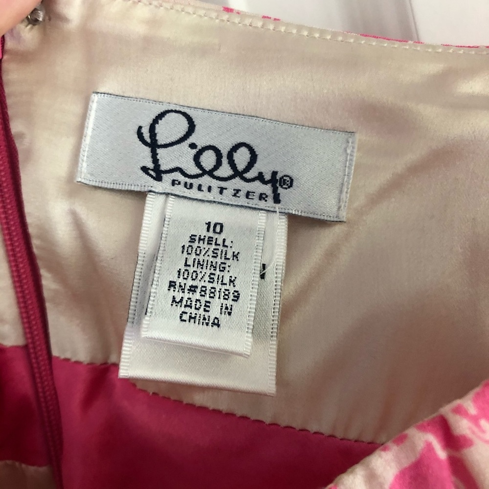 Lilly Pulitzer silk pink elephant dress, size 10